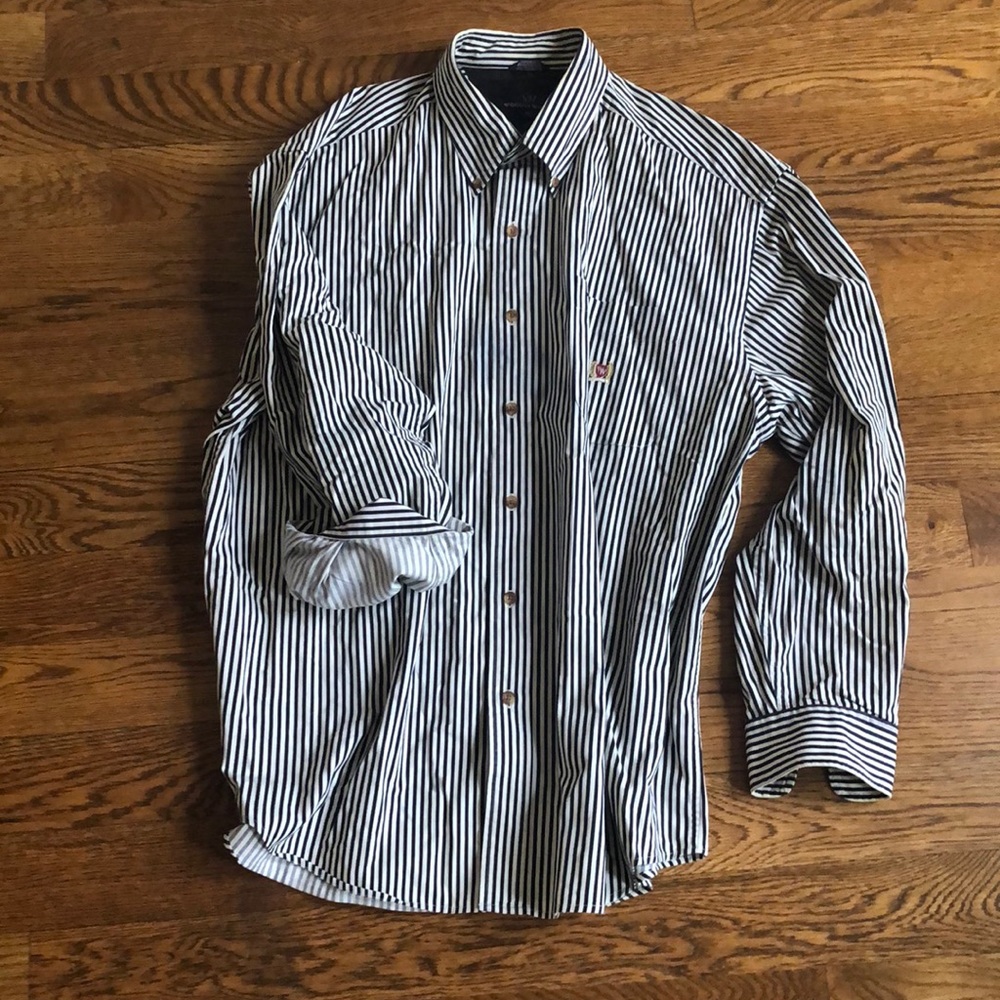 Vintage Black and White Striped Button Down